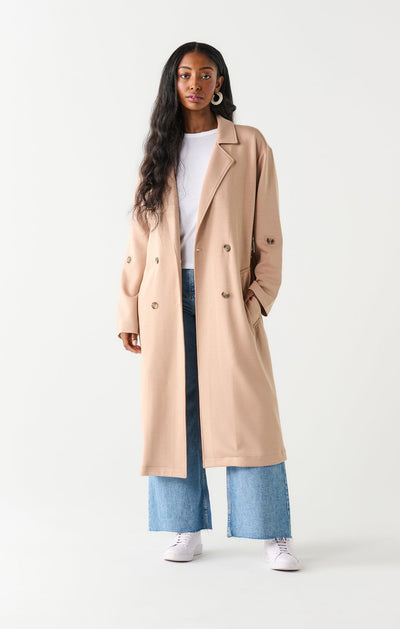 Double Breasted Knit Trench Coat JEMS Boutique Style 