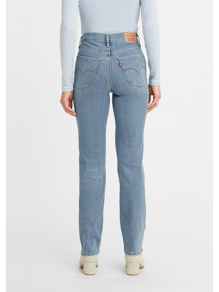 Levi's high waisted straight leg jeans in mid wash