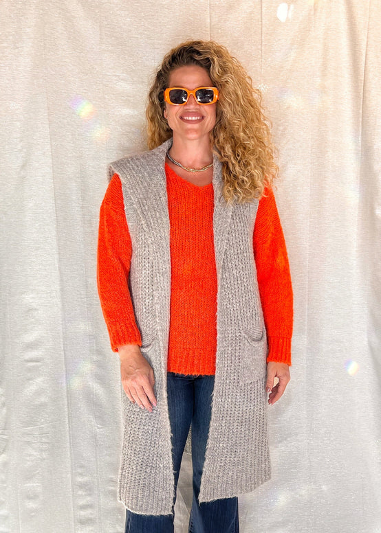 MNRK - Graphite Cozy Lux Knit Long Vest JEMS Boutique Style 