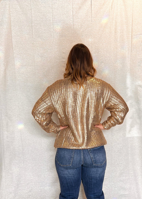 MNRK - Bronze Metallic Knit Sweater JEMS Boutique Style 