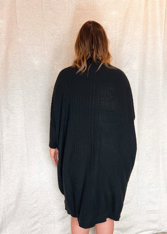 MNRK - Ebony High-Low Luxury Knit Front Poncho JEMS Boutique Style 