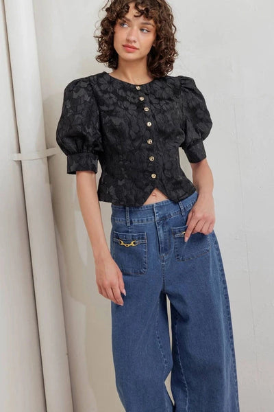 Textured Woven Top Top Flying Tomato 