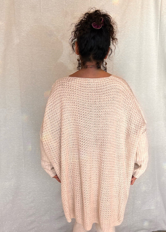 MNRK-BISQUE METALLIC FRONT KNIT SWEATER JEMS Boutique Style 