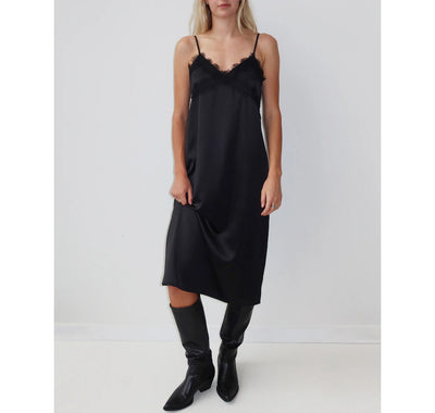 Satin Dress with Lace Applique DRESS BRUNETTE THE LABEL 
