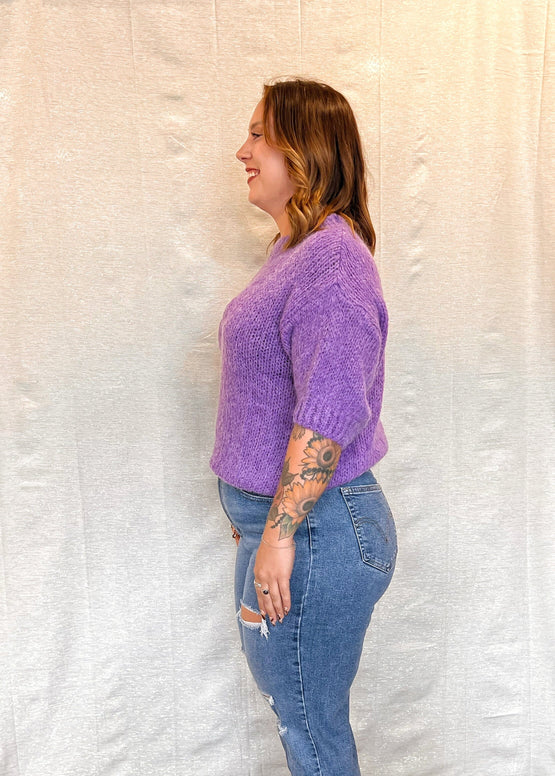 MNRK-VIOLET SHORT SLEEVE KNIT SWEATER JEMS Boutique Style 