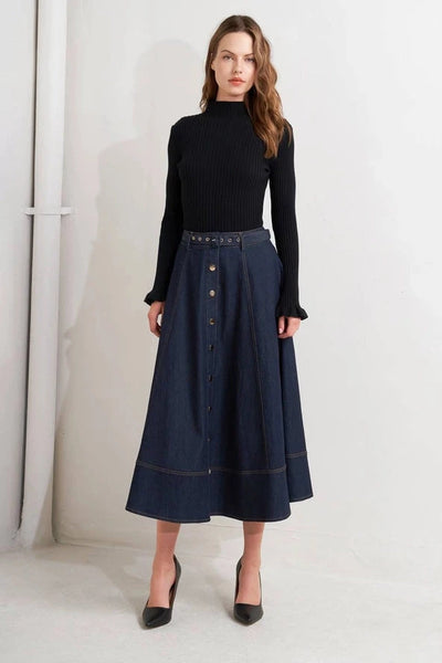 Denim Circle Skirt SKIRT Flying Tomato 