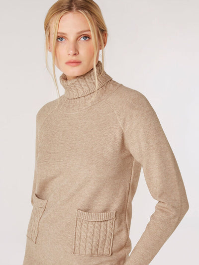 Knit Roll Neck Jumper Sweater Apricot Collections 