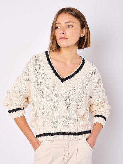 Cropped Cable Cricket Sweater Sweater Apricot Collections 