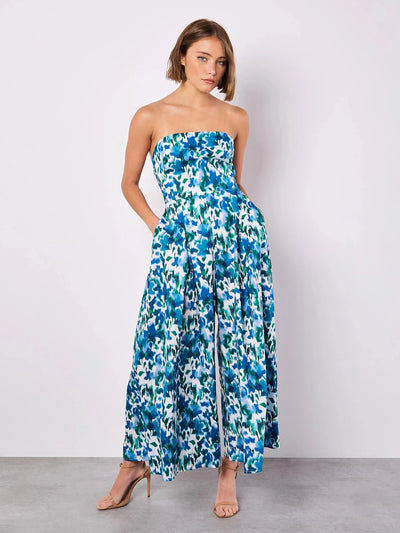 Floral Ikat Palazzo Jumpsuit jumpsuit Apricot Collections 