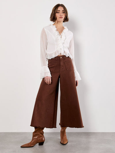 Tie-Up Ruffle Crop Top TOP Apricot Collections 