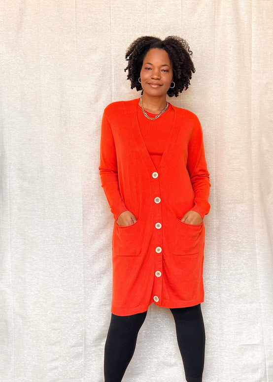 MNRK - Tangerine Long Knit Cardigan JEMS Boutique Style 