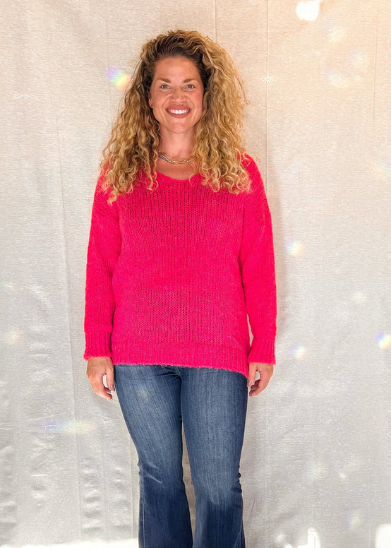 MNRK-FUSHIA KNIT SWEATER JEMS Boutique Style 