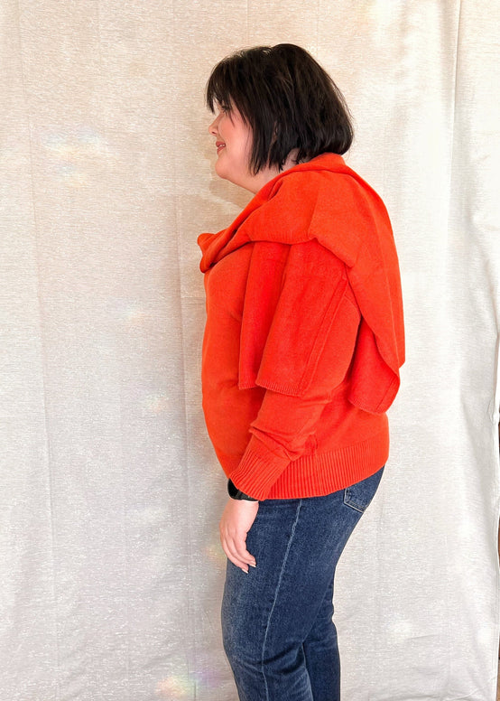 MNRK - Tangerine Knit Sweater with Scarf JEMS Boutique Style 