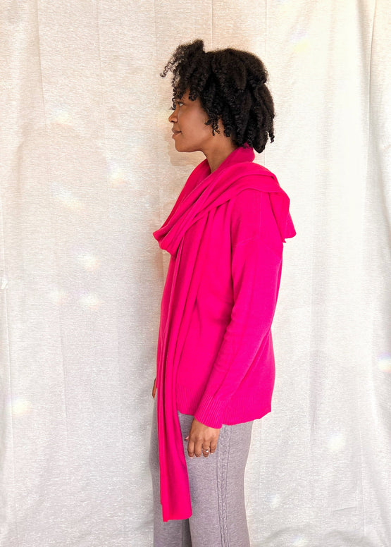 MNRK - Fushia Knit Sweater with Scarf JEMS Boutique Style 