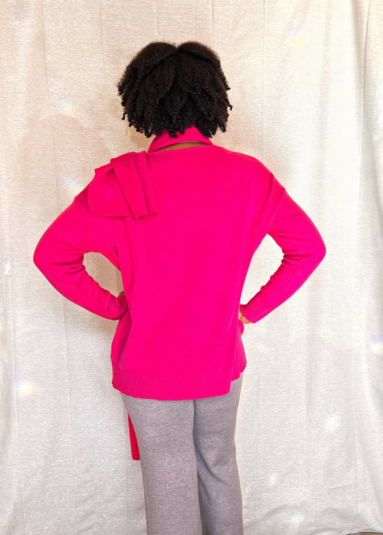 MNRK - Fushia Knit Sweater with Scarf JEMS Boutique Style 