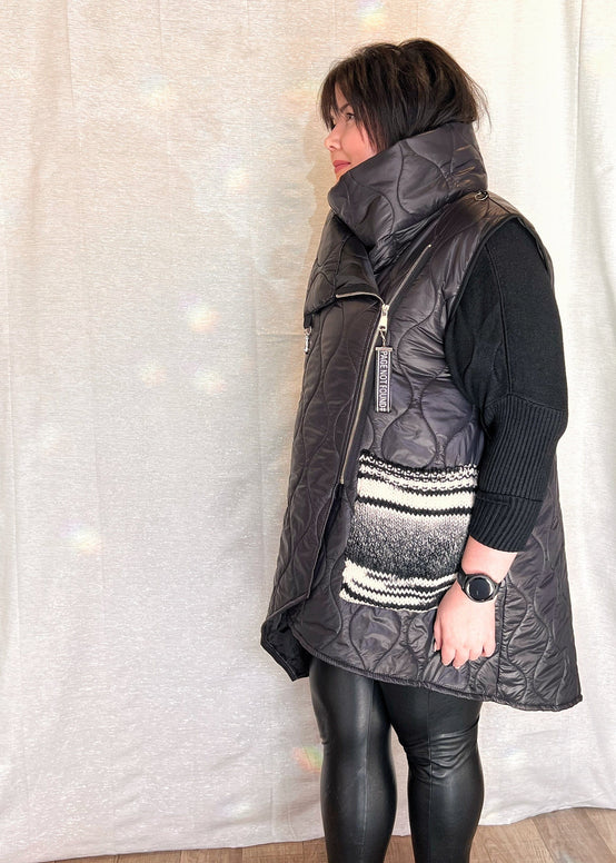 MNRK-EBONY QUILTED PATTERNED POCKET VEST JEMS Boutique Style 