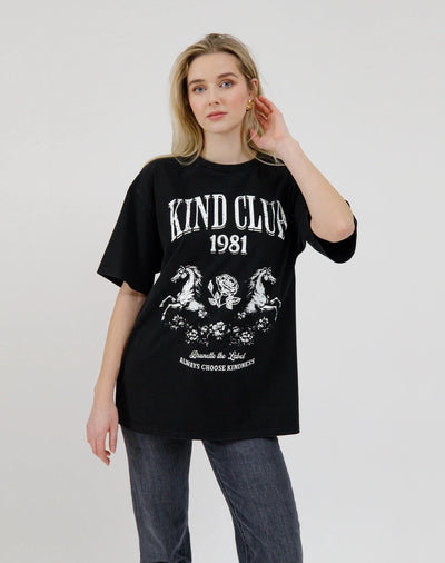 "Kind Club" Oversized Boxy Tee Top BRUNETTE THE LABEL 