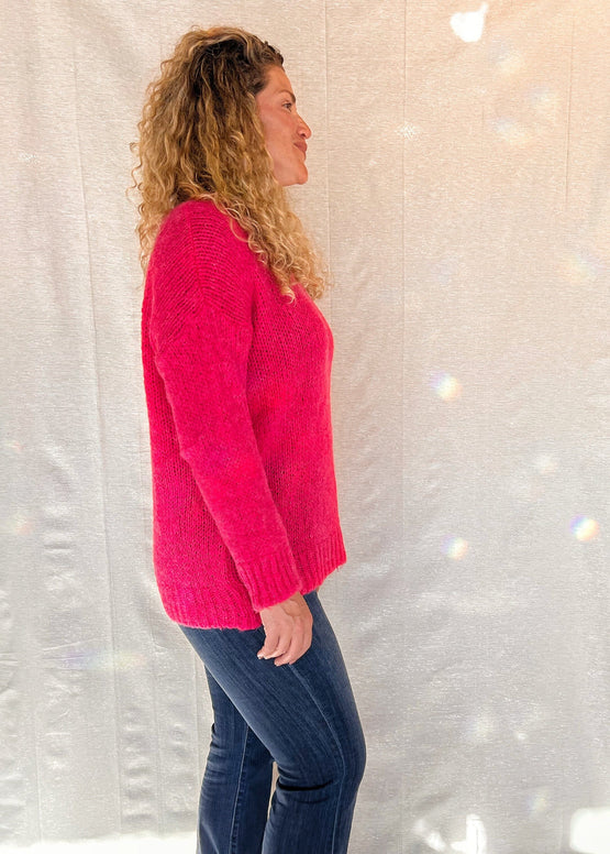 MNRK-FUSHIA KNIT SWEATER JEMS Boutique Style 