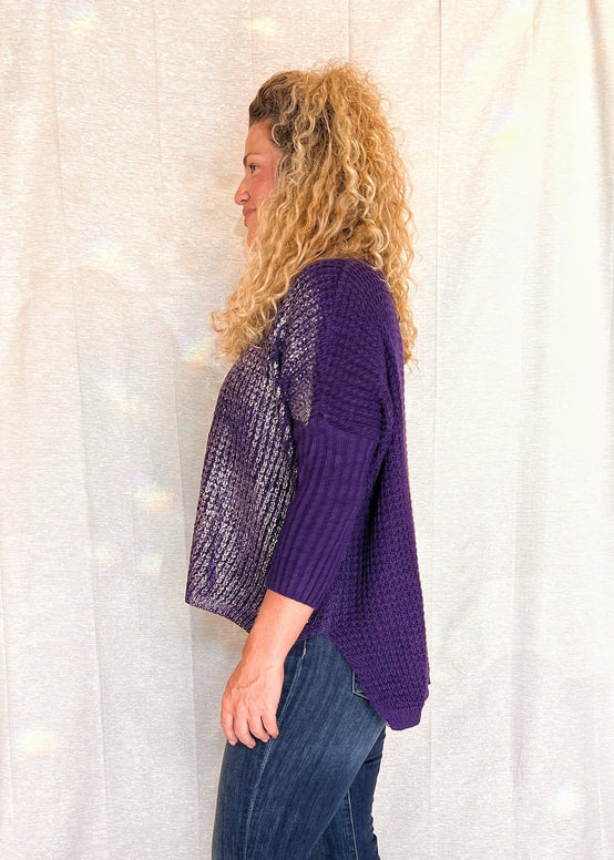 MNRK-AMETHYST METALLIC FRONT KNIT SWEATER JEMS Boutique Style 
