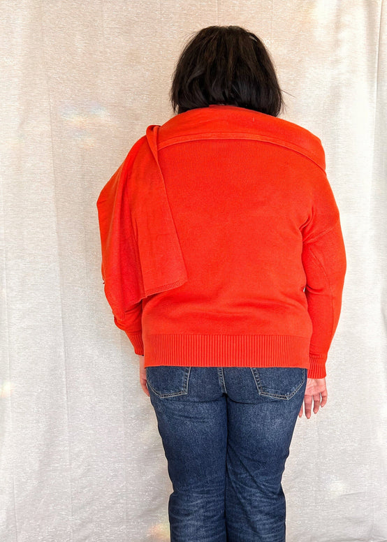 MNRK - Tangerine Knit Sweater with Scarf JEMS Boutique Style 