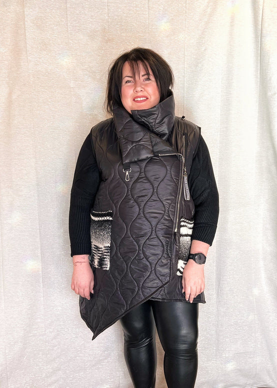 MNRK-EBONY QUILTED PATTERNED POCKET VEST JEMS Boutique Style 
