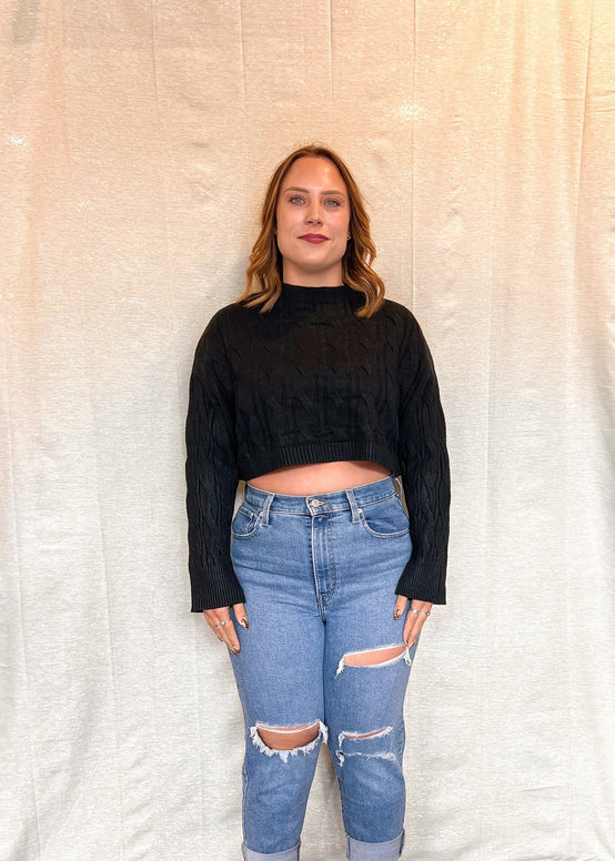 MNRK - Ebony Cable Knit Sweater JEMS Boutique Style 