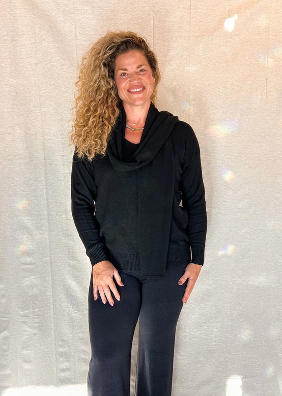 MNRK - Ebony Knit Sweater with Scarf JEMS Boutique Style 