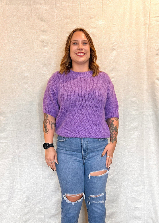 MNRK-VIOLET SHORT SLEEVE KNIT SWEATER JEMS Boutique Style 