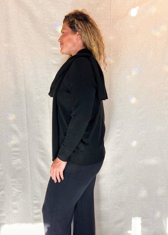 MNRK - Ebony Knit Sweater with Scarf JEMS Boutique Style 