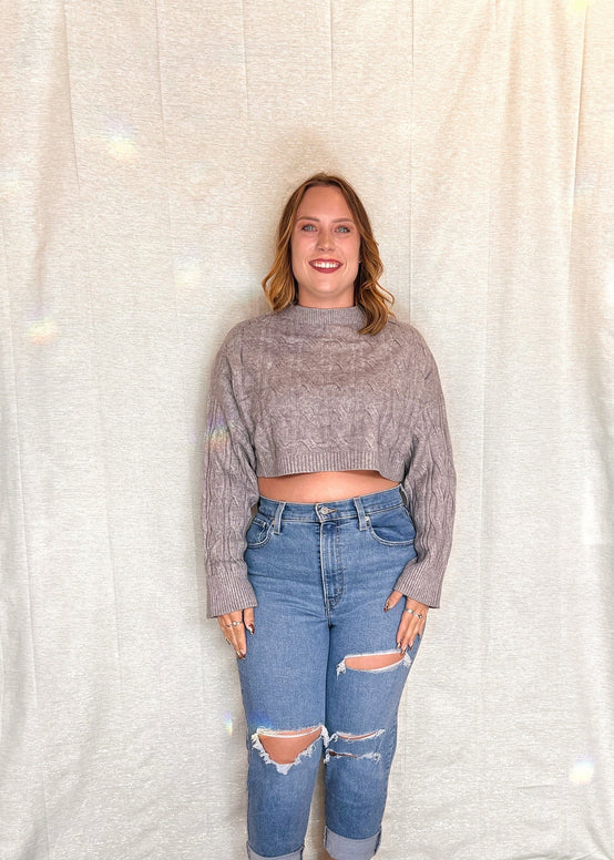 MNRK - Graphite Cable Knit sweater JEMS Boutique Style 