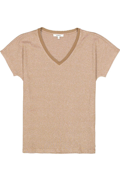 Brown T-shirt with Glitter Shirt Garcia 