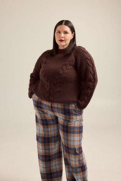 Brown Cable Knit Sweater JEMS Boutique Style 