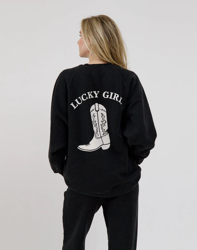 Brunette the Label - Lucky Girl Crewneck Sweater JEMS Boutique Style 
