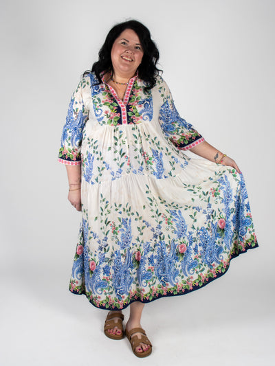 MNRK - Blue Garden Mosaic Maxi Dress DRESS MNRK 