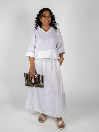 MNRK - White Linen Hoodie TOP Eternelle - MNRK 