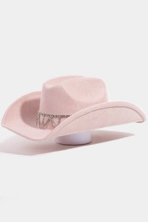 Rhinestone Chain Link Western Cowboy Hat Pink hat JEMS Boutique Style 