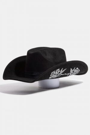 Rhinestone Rose Embroidered Cowboy Hat hat JEMS Boutique Style 