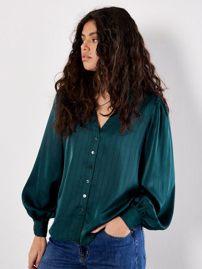 Satin Open Collar Blouse BLOUSE Apricot Collections 