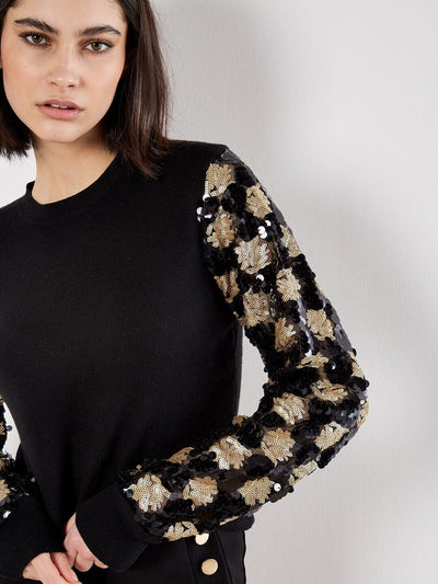 Sequin Embellished Jumper SHIRT Apricot Collections 
