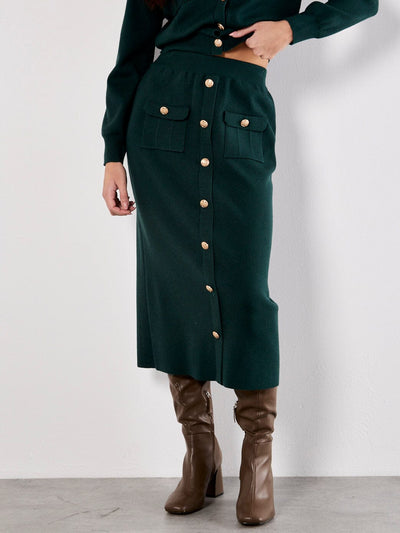 FOREST GREEN MIDI SKIRT SKIRT Apricot Collections 
