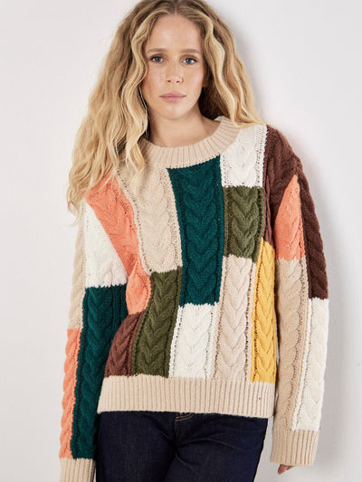 Block Chunky Sweater Sweater Apricot Collections 