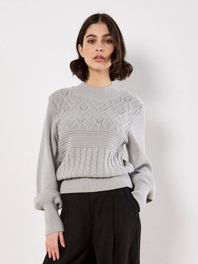 Grey Cable Knit Sweater Sweater Apricot Collections 