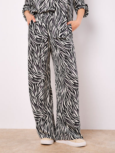 Zebra Print Wide Leg Pants pants Apricot Collections 