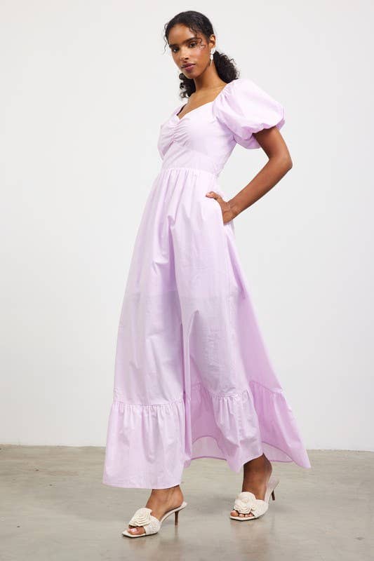 bubble sleeve maxi dress Bubble Sleeve Hem Poplin Maxi Dress – JEMS Boutique Style