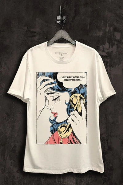 Pizza Understands Me Graphic Top Top Lotus Fashion 