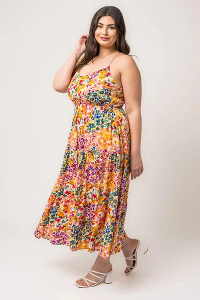 Floral Tiered Midi Dress DRESS Gilli Clothing 