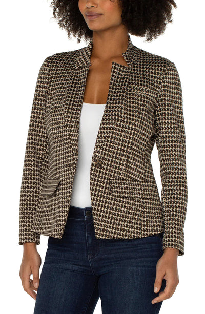 One Button Houndstooth Blazer Liverpool Canada 