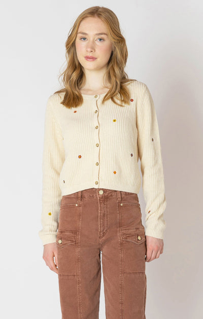 EMBROIDERED CREWNECK CARDIGAN SWEATSHIRT DEX 