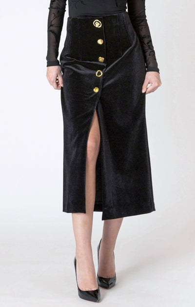 BUTTONED VELVET SKIRT SKIRT DEX 