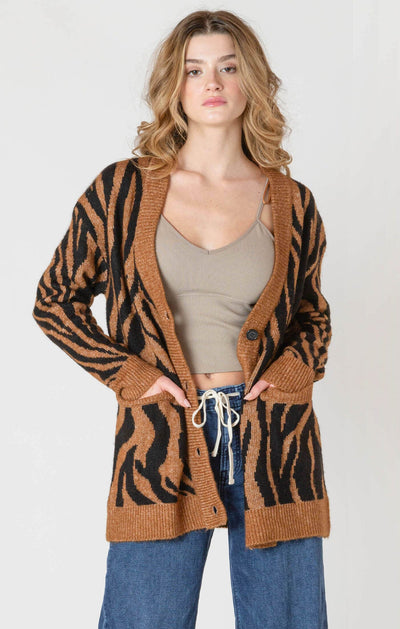 Tiger Stripe Knit Cardigan SWEATSHIRT DEX 